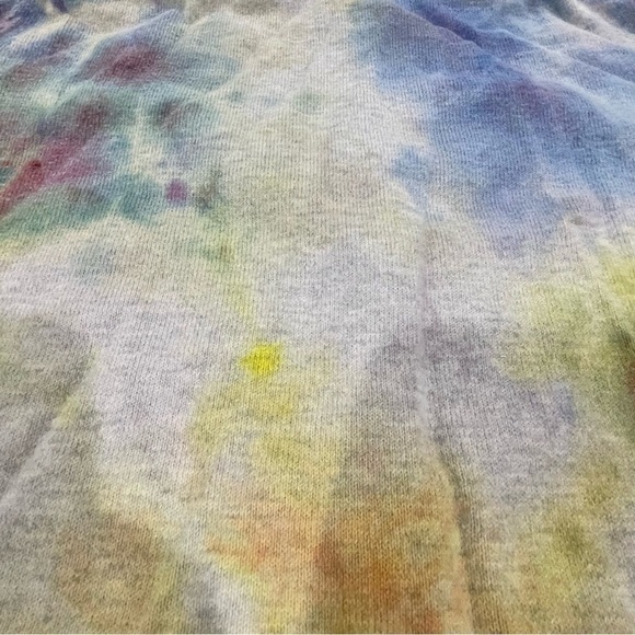 Tie dye long sleeve cotton cardigan in bright watercolor abstract pattern M - Picture 6 of 12